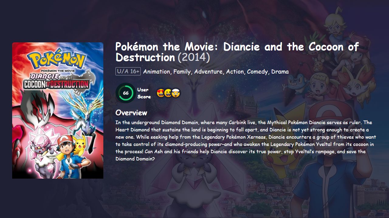 Pokémon the Movie: Diancie and the Cocoon of Destruction (2014) Hindi Dubbed