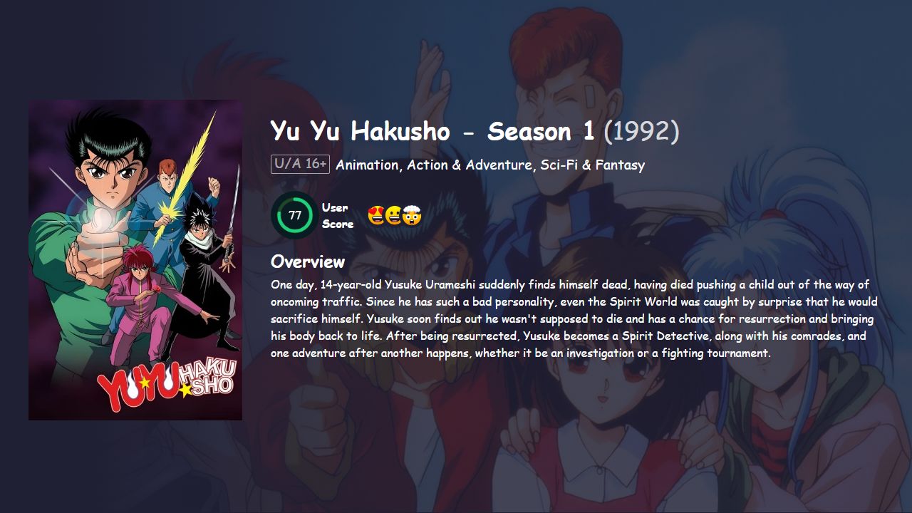 Yu Yu Hakusho Season 1 Hindi Dubbed