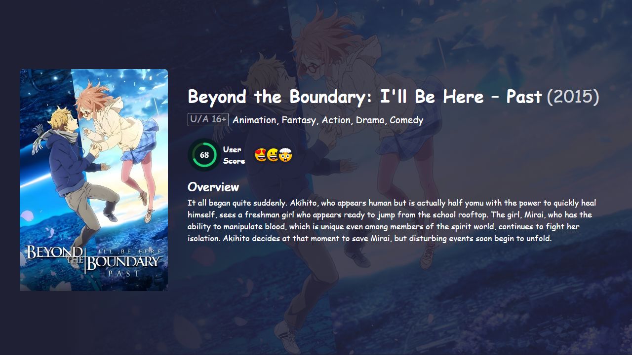 Beyond the Boundary: I’ll Be Here – Past (2015) Hindi Dubbed