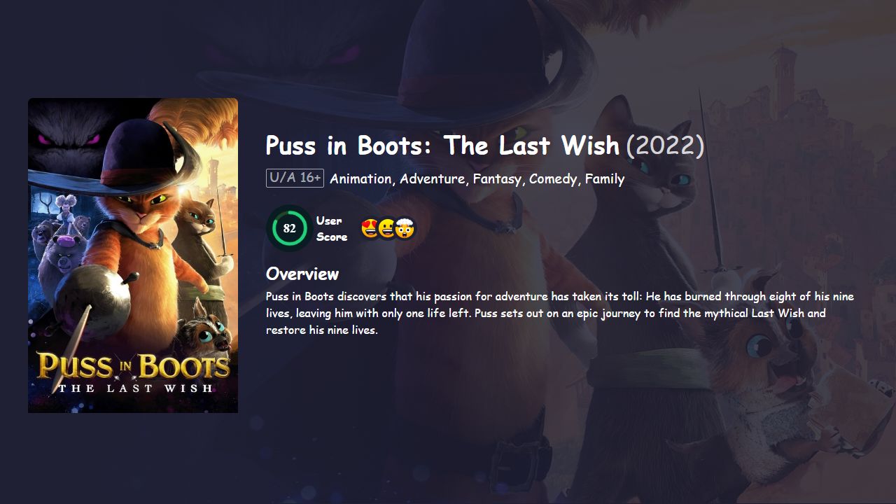 Puss in Boots: The Last Wish (2022) Hindi Dubbed