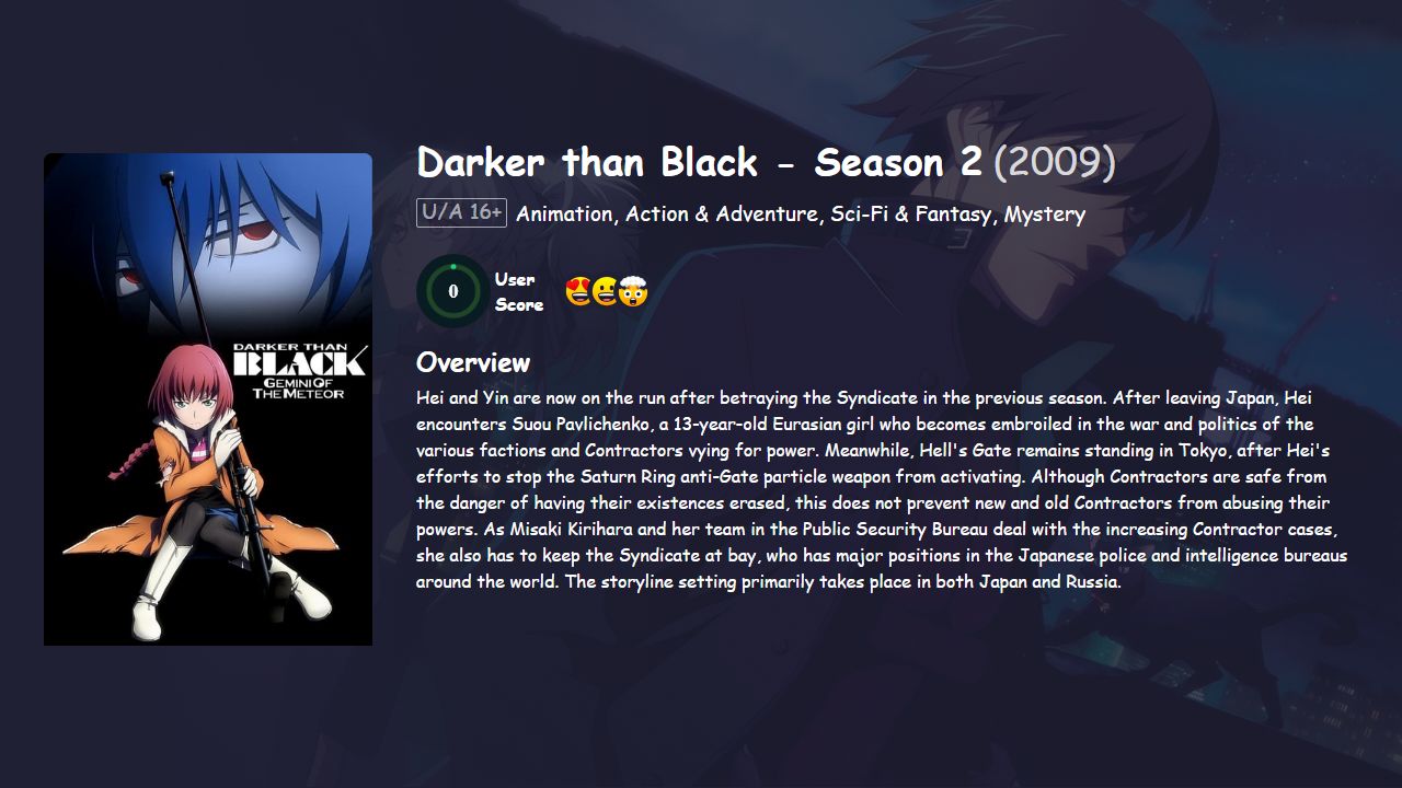 Darker than Black Season 2 Japanese Dubbed