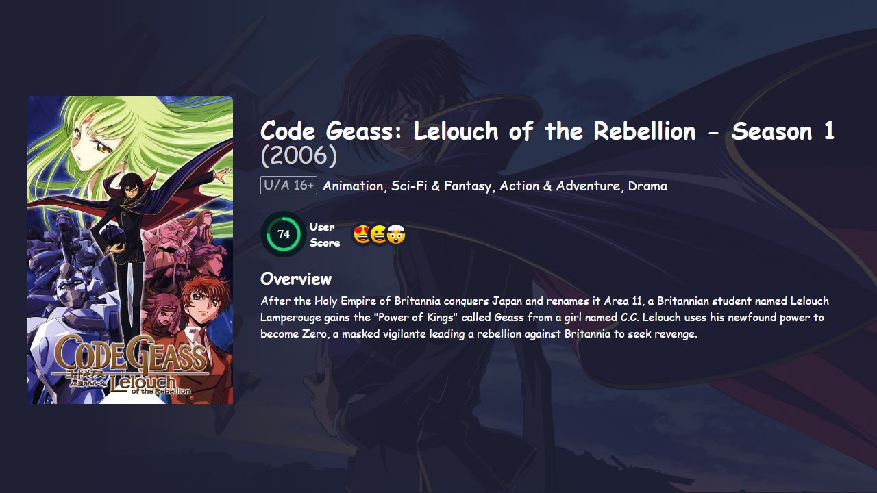 Code Geass: Lelouch of the Rebellion Season 1 Hindi Dubbed