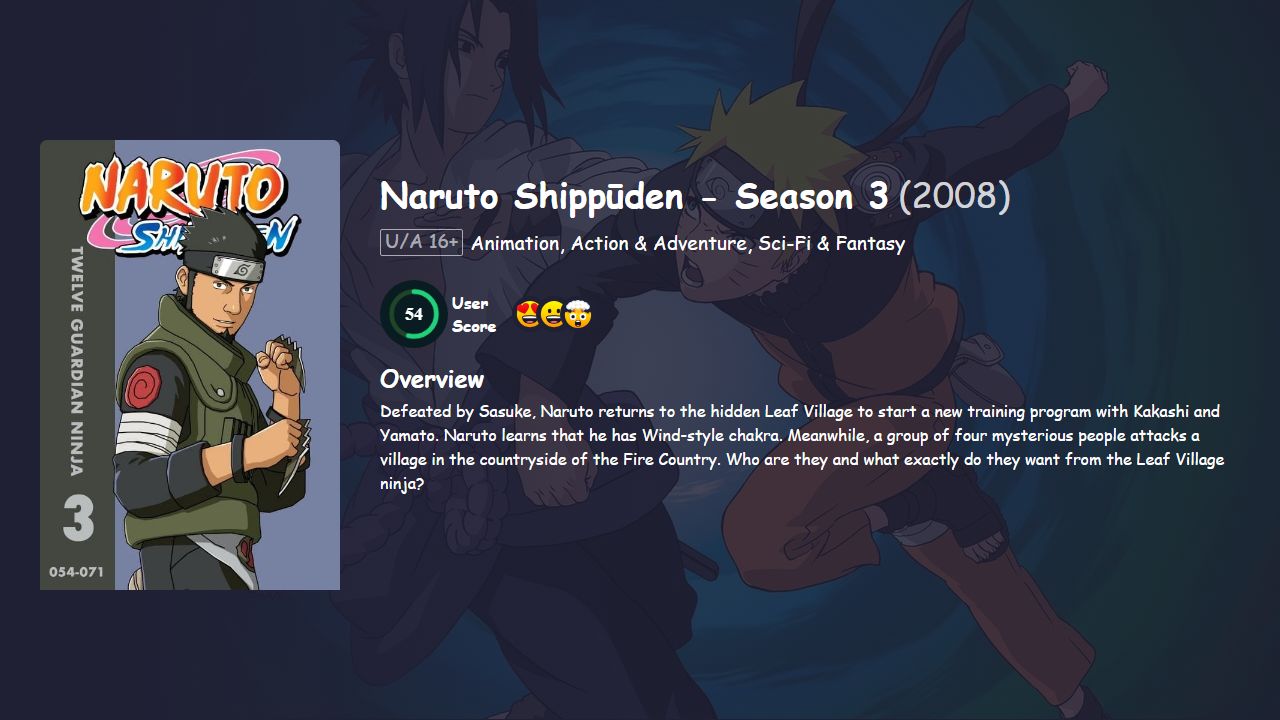 Naruto Shippūden Season 3 Japanese Dubbed