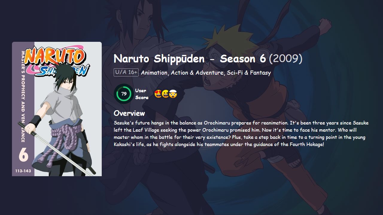 Naruto Shippūden Season 6 Hindi Dubbed