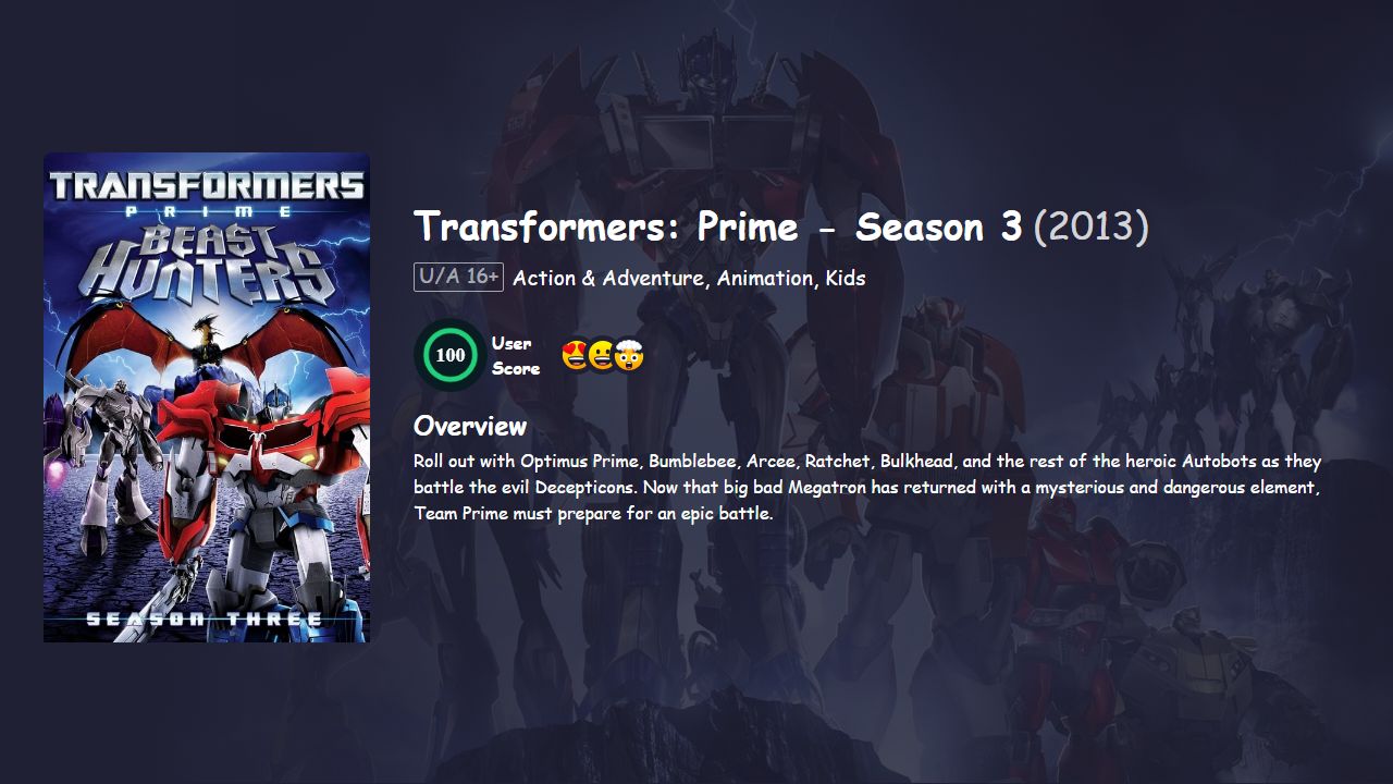 Transformers: Prime Season 3 Hindi Dubbed