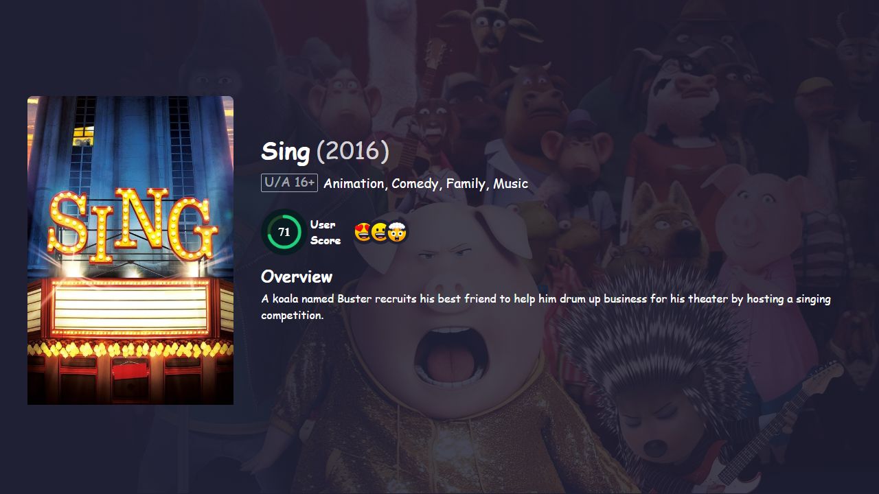 Sing (2016) Hindi Dubbed