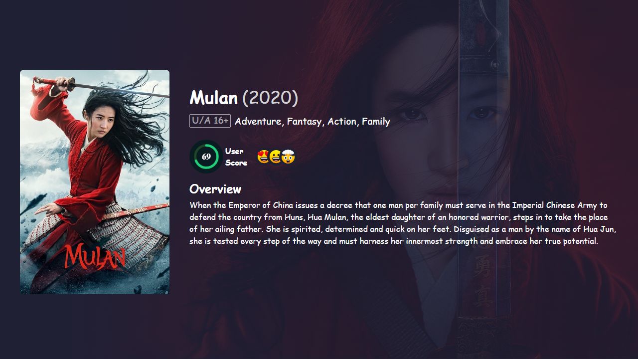 Mulan (2020) Hindi Dubbed