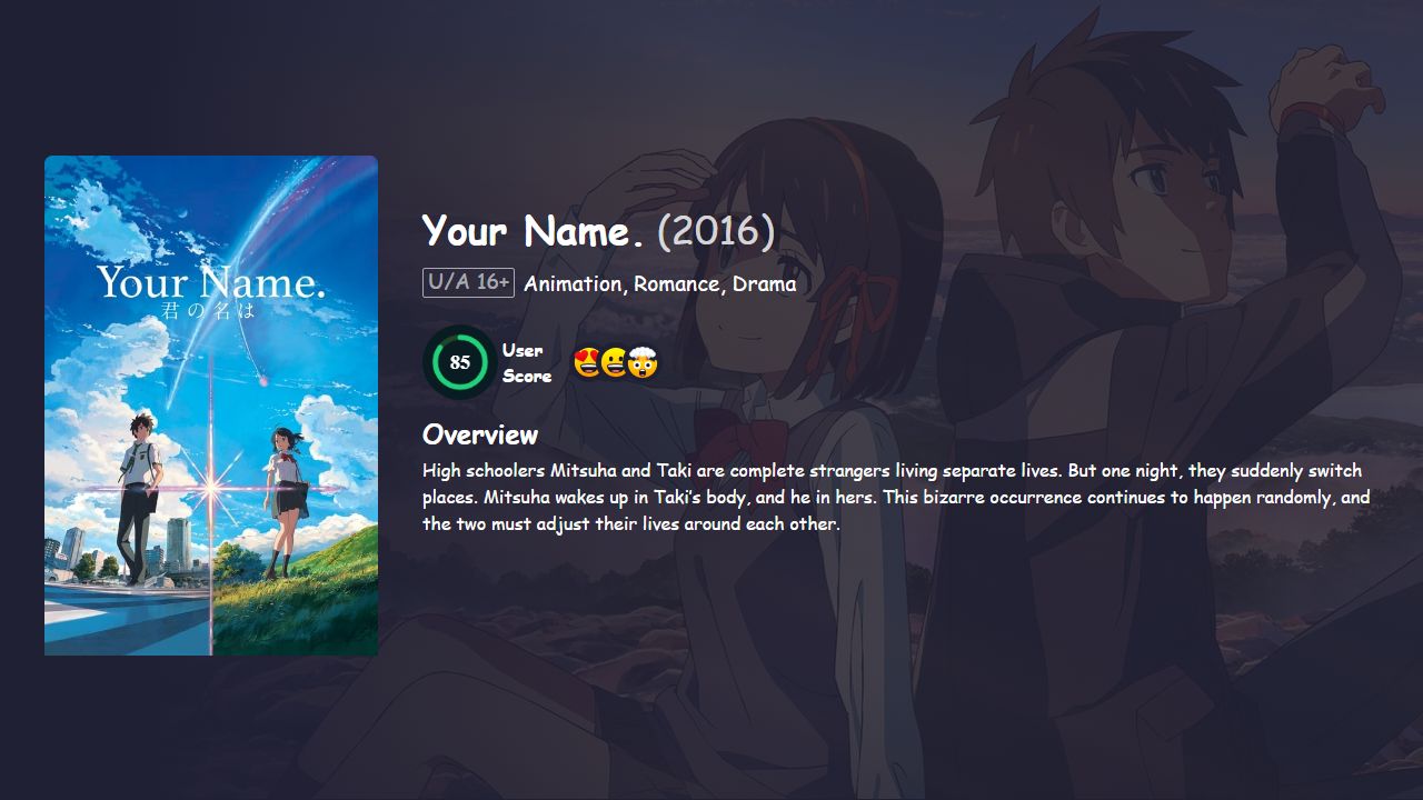 Your Name. (2016) Hindi Dubbed