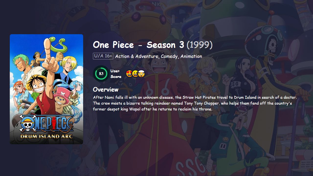 One Piece Season 3 [Japanese] 480p, 720p & 1080p HD | 10bit HEVC ESub