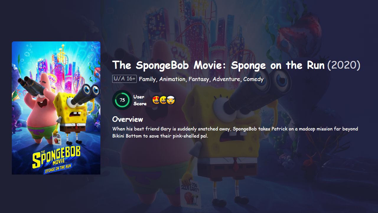 The SpongeBob Movie: Sponge on the Run (2020) Hindi Dubbed