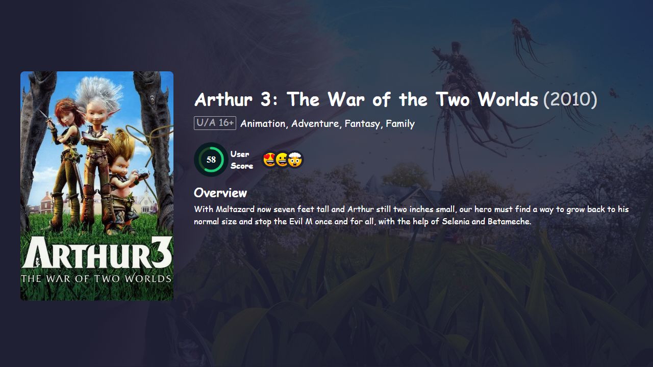 Arthur 3: The War of the Two Worlds (2010) Hindi Dubbed