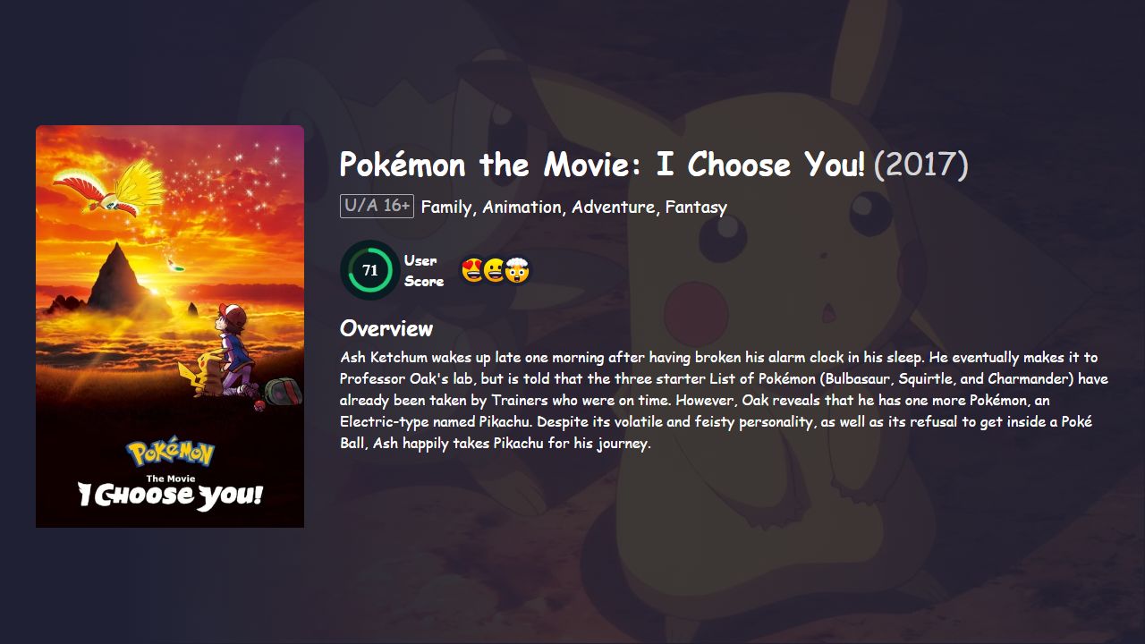 Pokémon the Movie: I Choose You! (2017) Hindi Dubbed