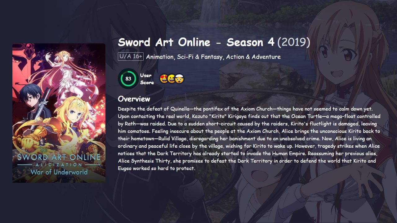 Sword Art Online Season 4 Hindi Dubbed