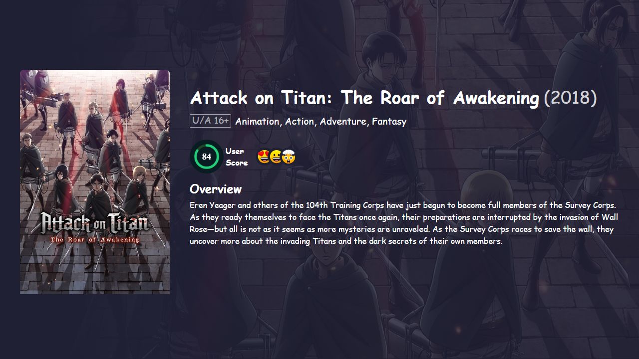 Attack on Titan: The Roar of Awakening (2018) English Dubbed