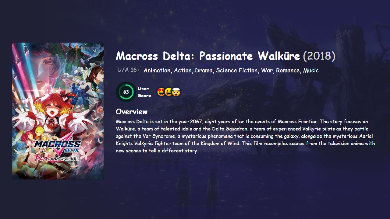 Macross Δ the Movie: Passionate Walküre (2018) English Dubbed