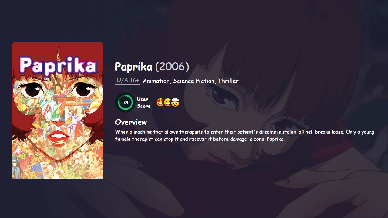 Paprika (2006) Hindi Dubbed