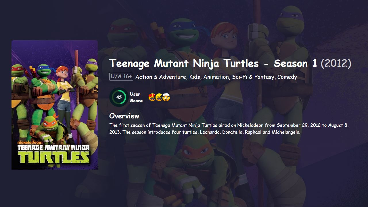 Teenage Mutant Ninja Turtles Season 1 Hindi Dubbed