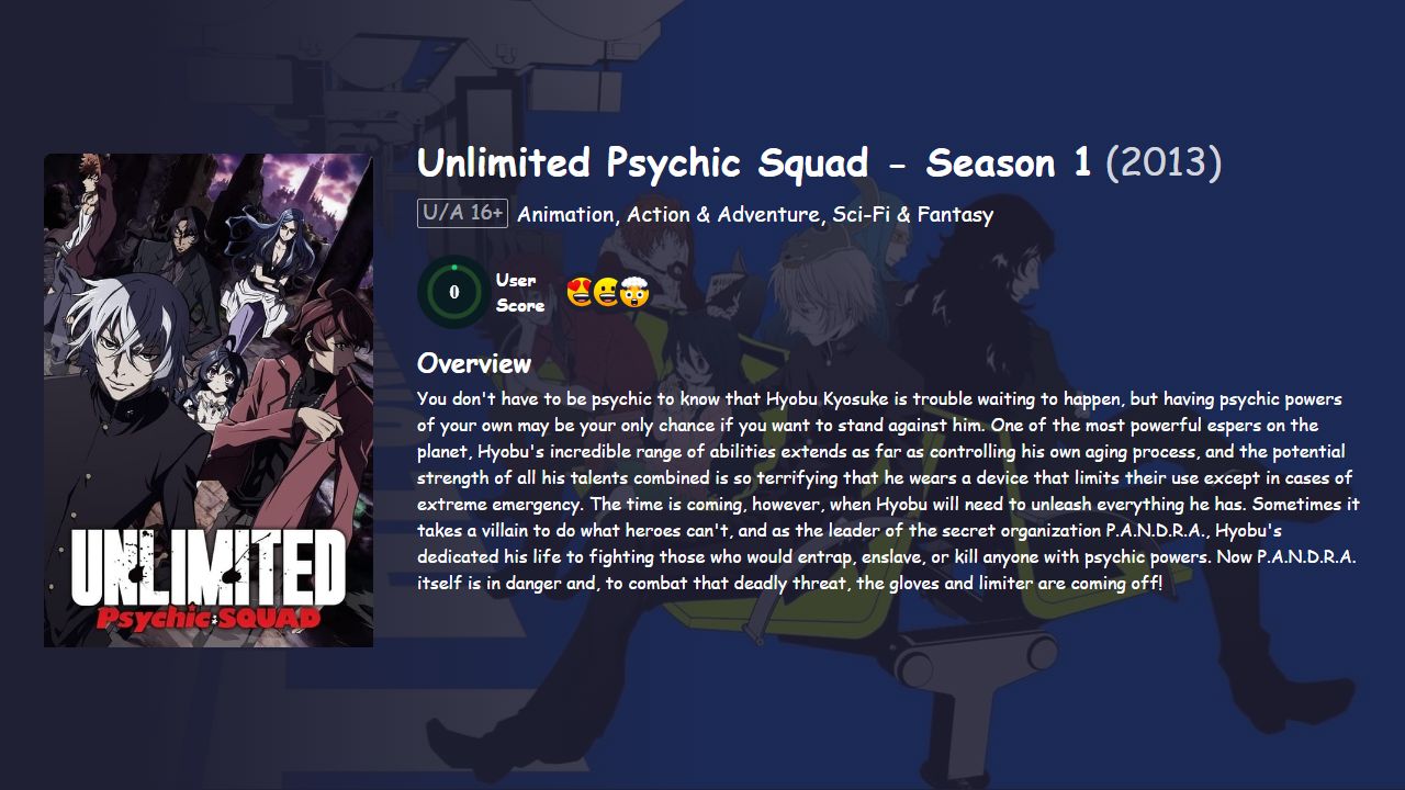 Unlimited Psychic Squad Season 1 Japanese Dubbed