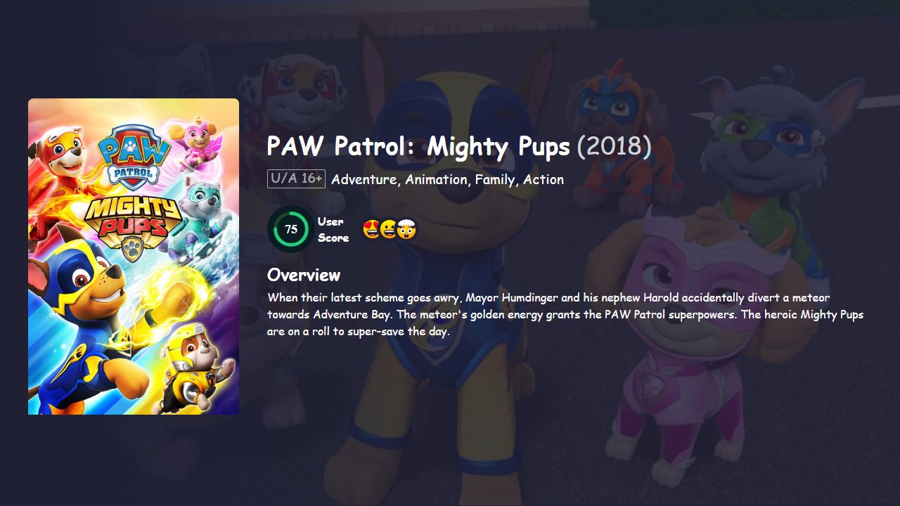 PAW Patrol: Mighty Pups (2018) Hindi Dubbed