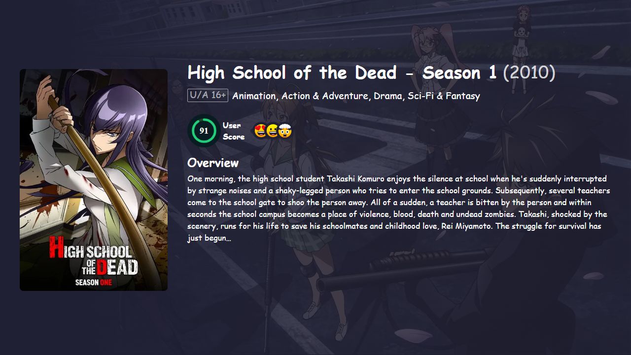 High School of the Dead Season 1 Japanese Dubbed