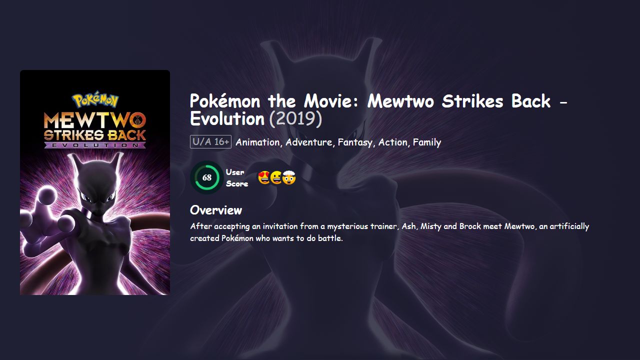 Pokémon the Movie: Mewtwo Strikes Back – Evolution (2019) Hindi Dubbed