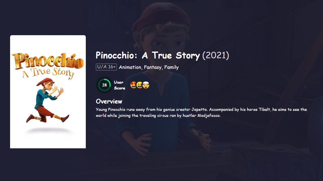 Pinocchio: A True Story (2021) Hindi Dubbed