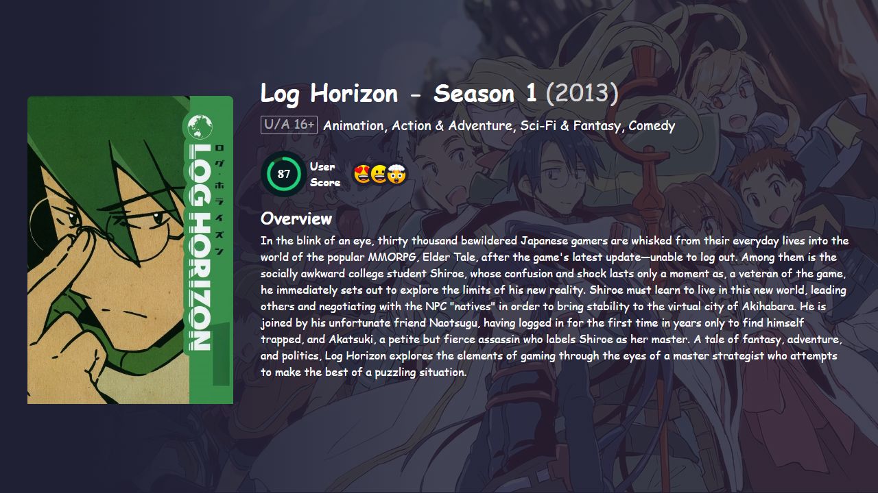 Log Horizon Season 1 Hindi Dubbed