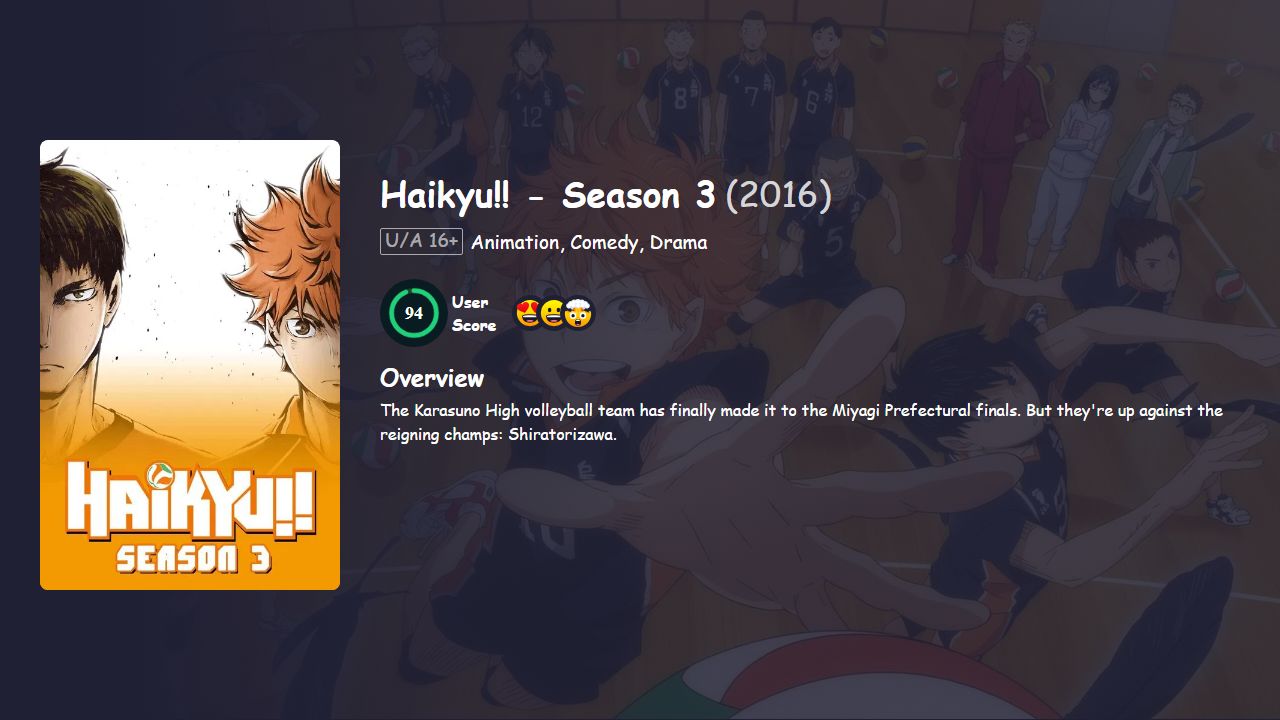 Haikyu!! Season 3 Hindi-Telugu-Tamil-English-Japanese Dubbed