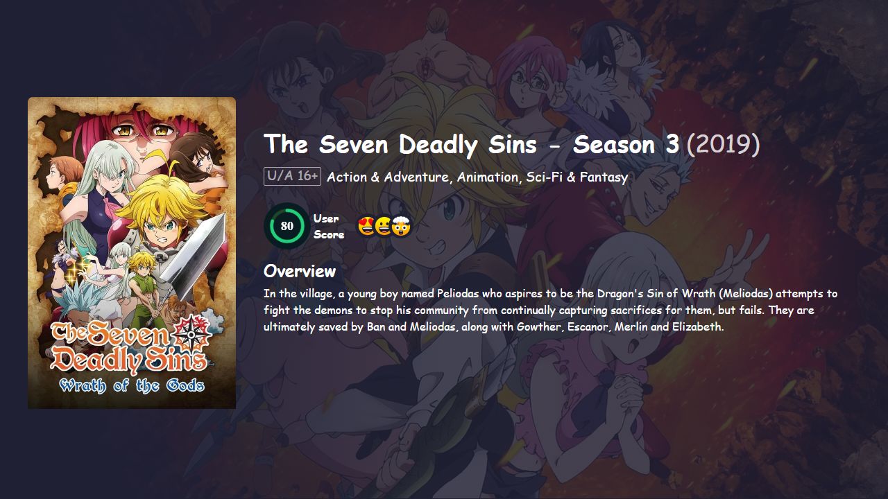 The Seven Deadly Sins Season 3 English Dubbed