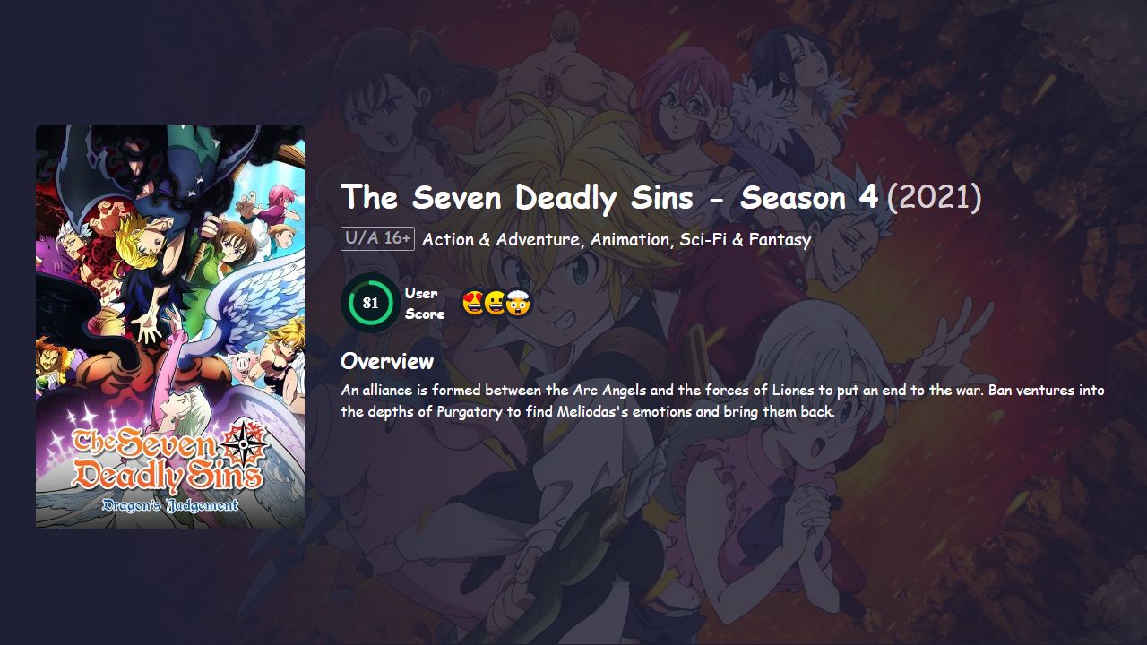 The Seven Deadly Sins Season 4 English Dubbed