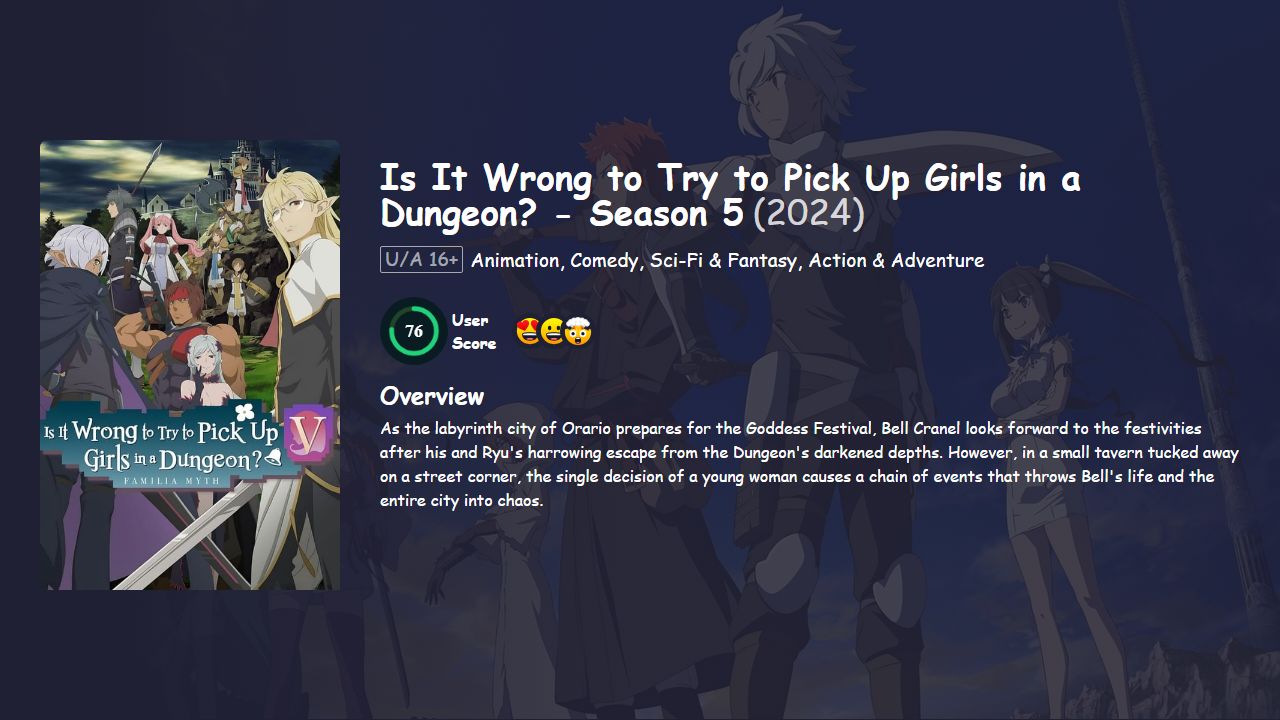 Is It Wrong to Try to Pick Up Girls in a Dungeon? Season 5 Japanese Dubbed