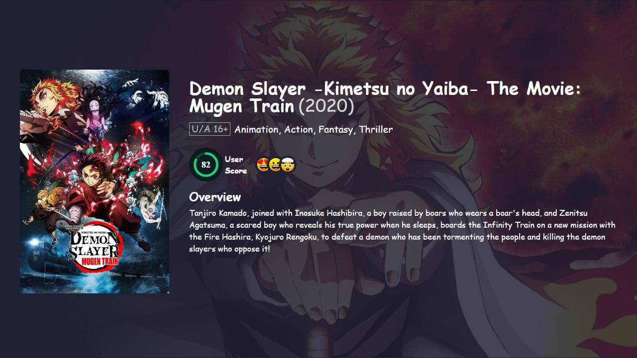 Demon Slayer -Kimetsu no Yaiba- The Movie: Mugen Train (2020) English Dubbed