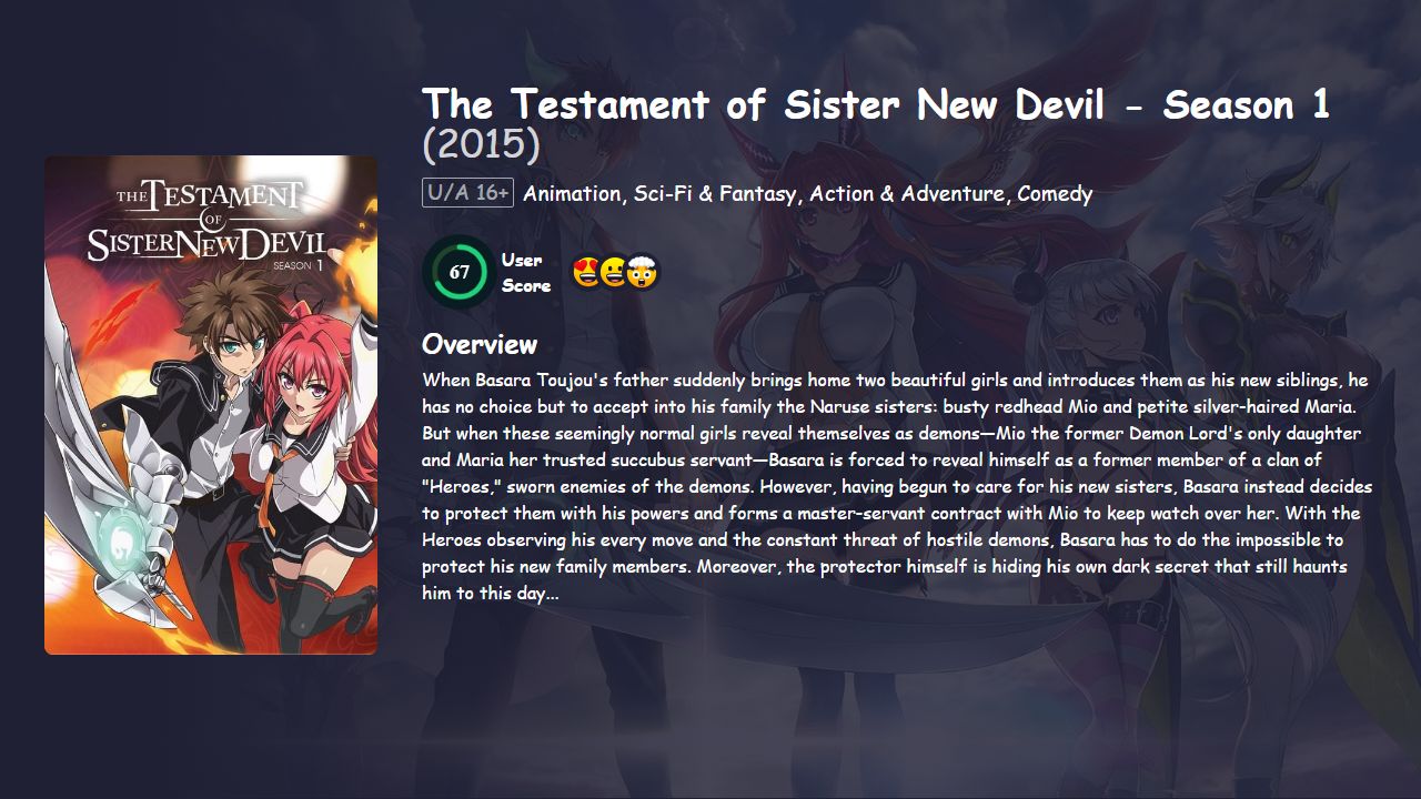 The Testament of Sister New Devil Season 1 Japanese Dubbed