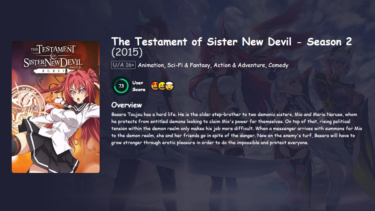 The Testament of Sister New Devil Season 2 Japanese Dubbed