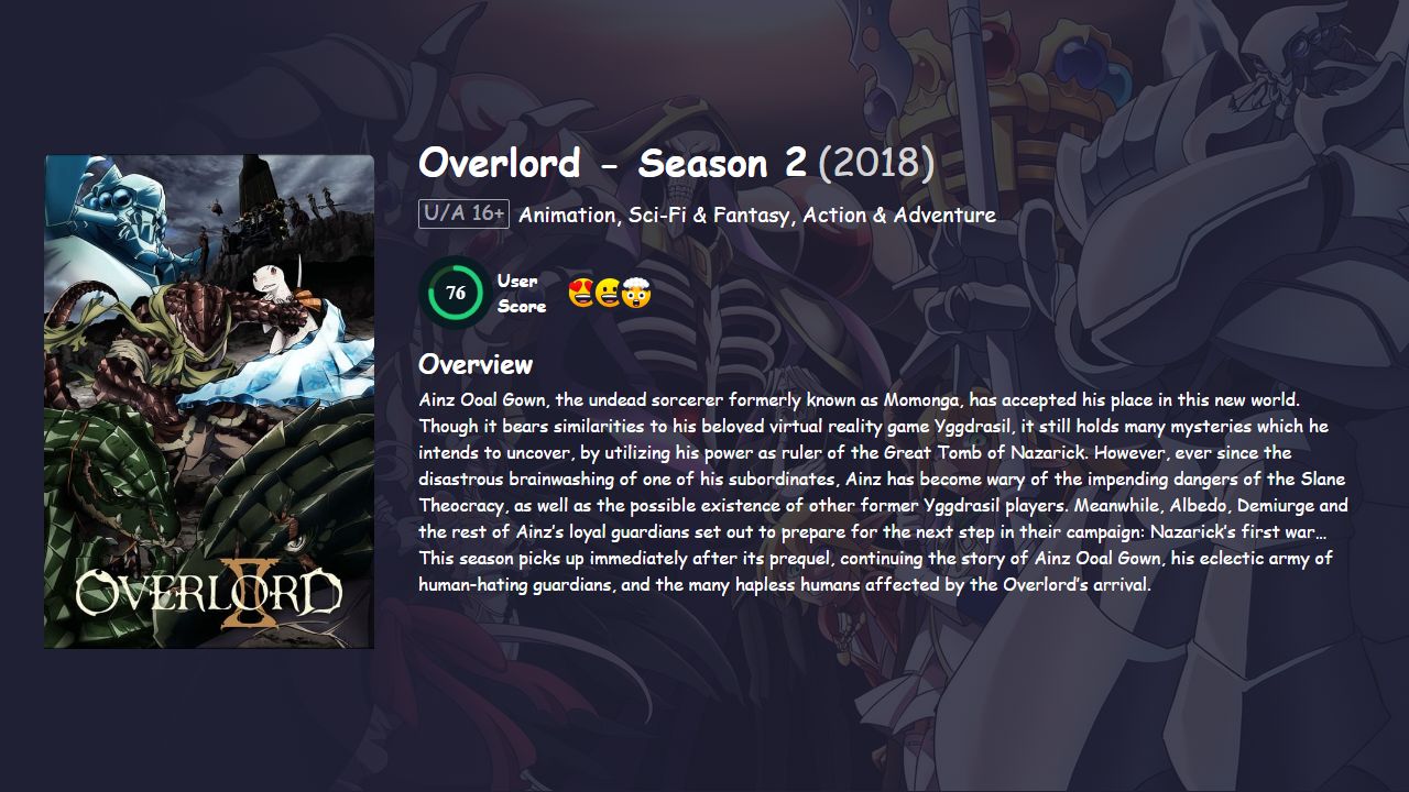 Overlord Season 2 Japanese Dubbed