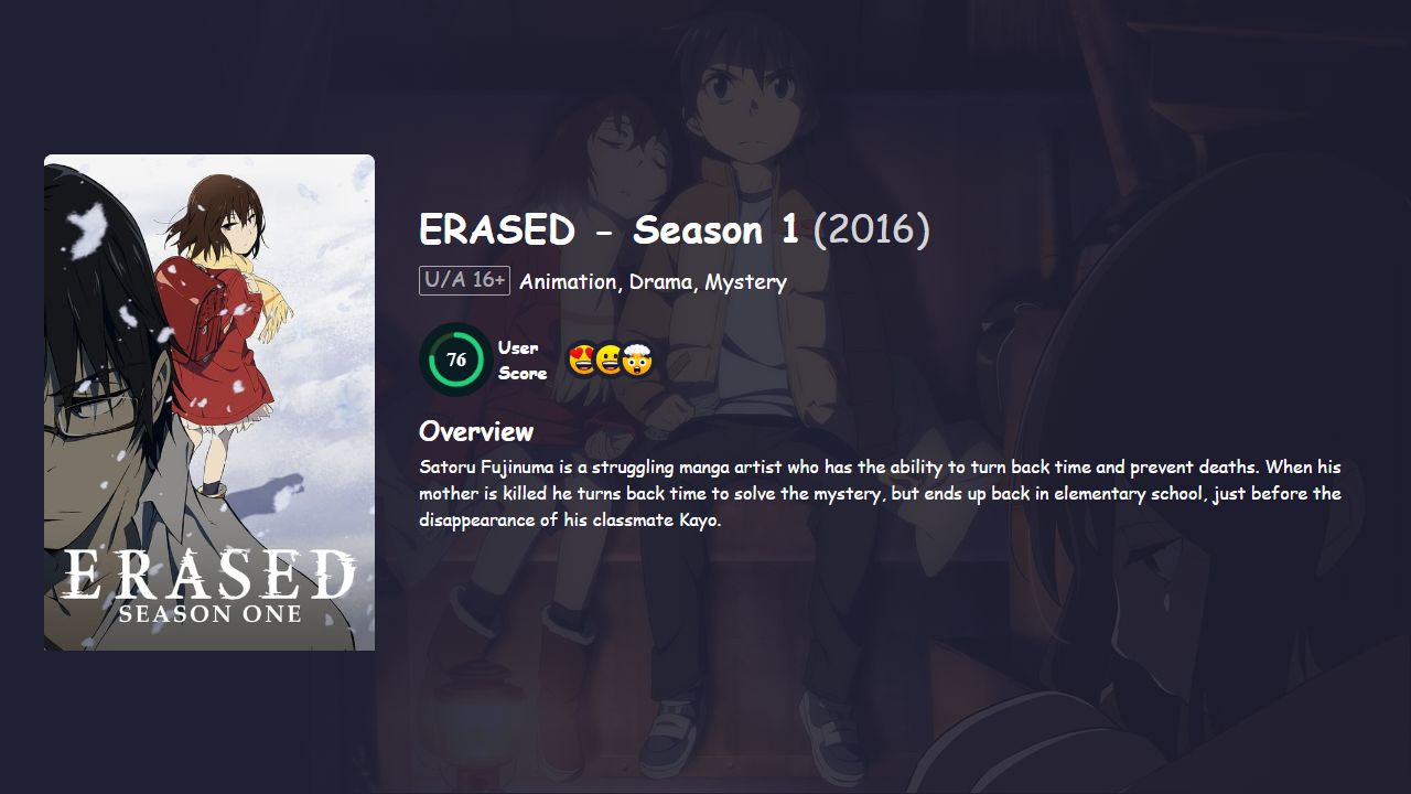 ERASED Season 1 Hindi Dubbed