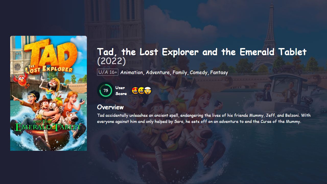 Tad, the Lost Explorer and the Emerald Tablet (2022) Hindi Dubbed