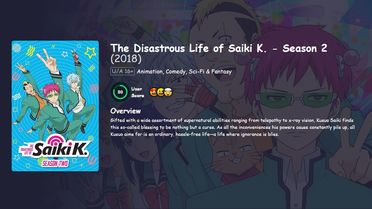 The Disastrous Life of Saiki K. Season 2 Japanese Dubbed