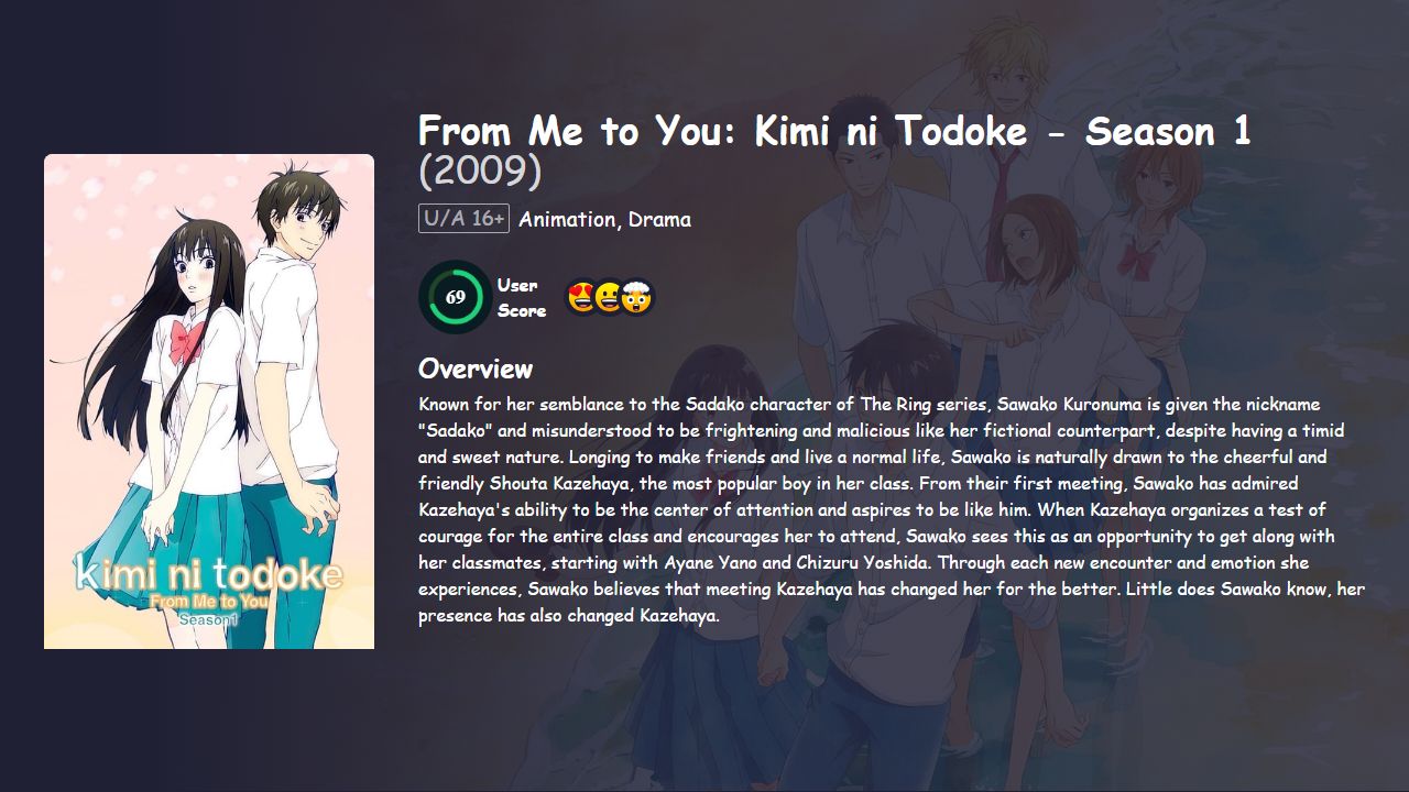 From Me to You: Kimi ni Todoke Season 1 Japanese Dubbed