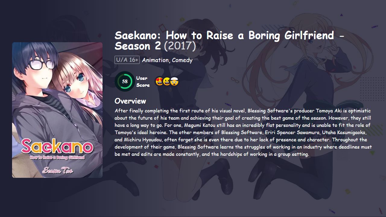 Saekano: How to Raise a Boring Girlfriend Season 2 Japanese Dubbed
