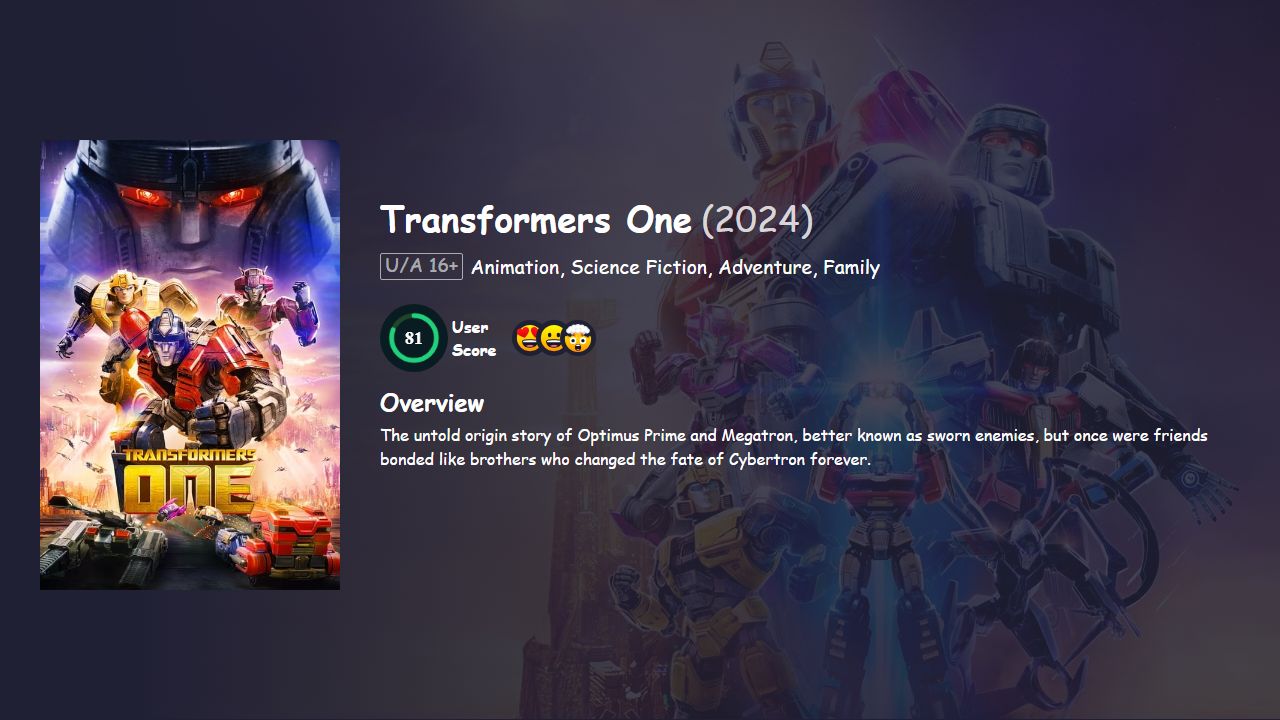 Transformers One (2024) English Dubbed