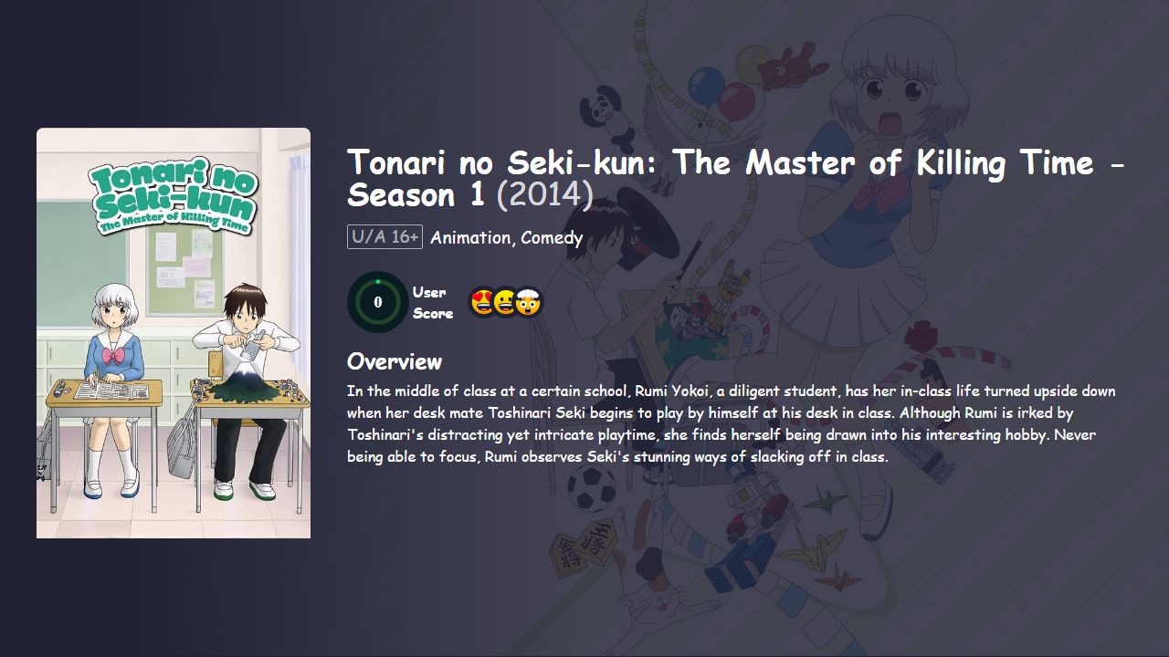 Tonari no Seki-kun: The Master of Killing Time Season 1 English Dubbed