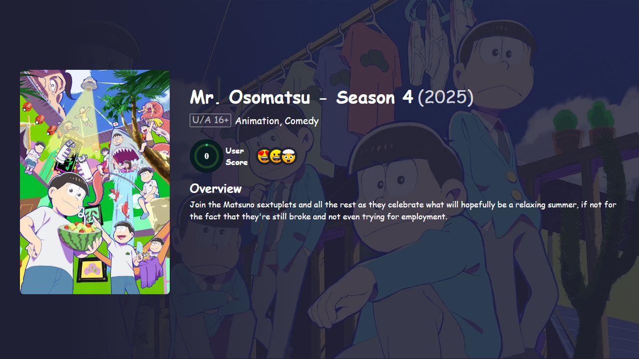 Mr. Osomatsu Season 4 [Japanese] 480p, 720p & 1080p HD | 10bit HEVC ESub