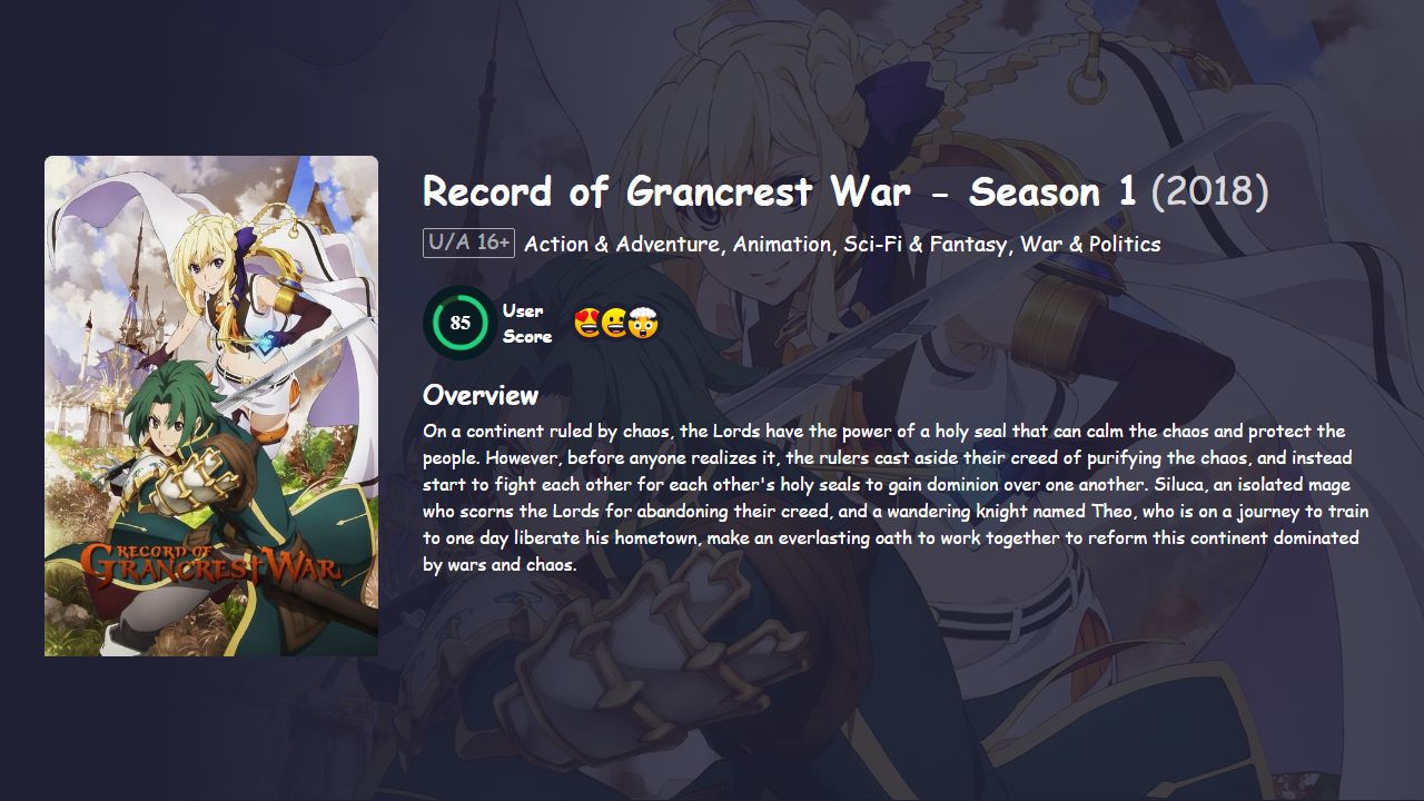 Record of Grancrest War Season 1 Japanese Dubbed