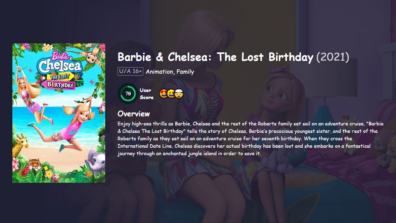 Barbie & Chelsea: The Lost Birthday (2021) Hindi Dubbed