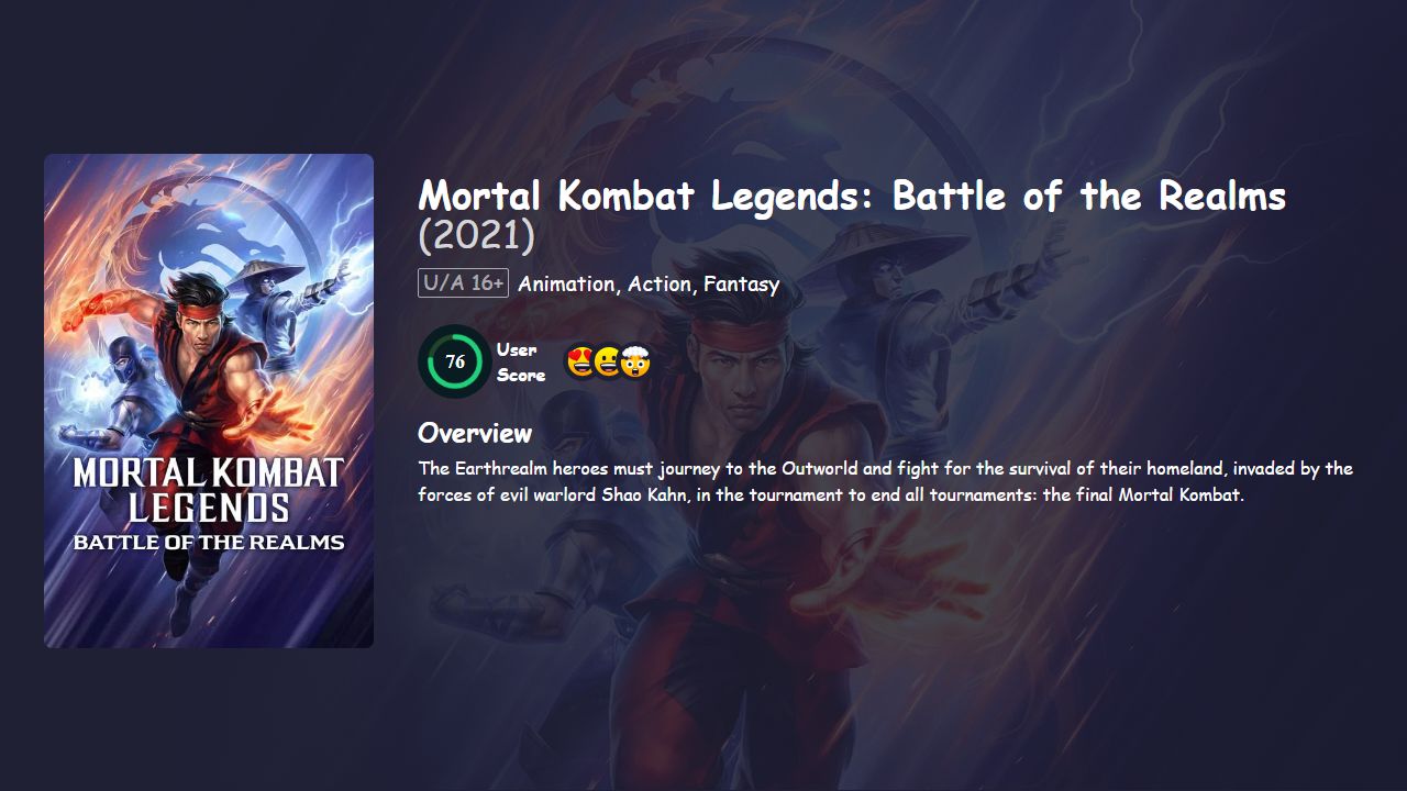 Mortal Kombat Legends: Battle of the Realms (2021) English Dubbed