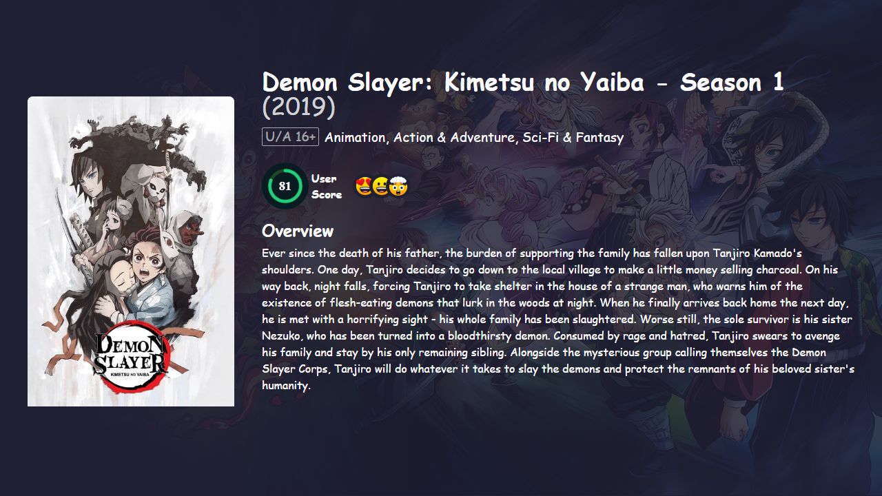 Demon Slayer: Kimetsu no Yaiba Season 1 Hindi Dubbed