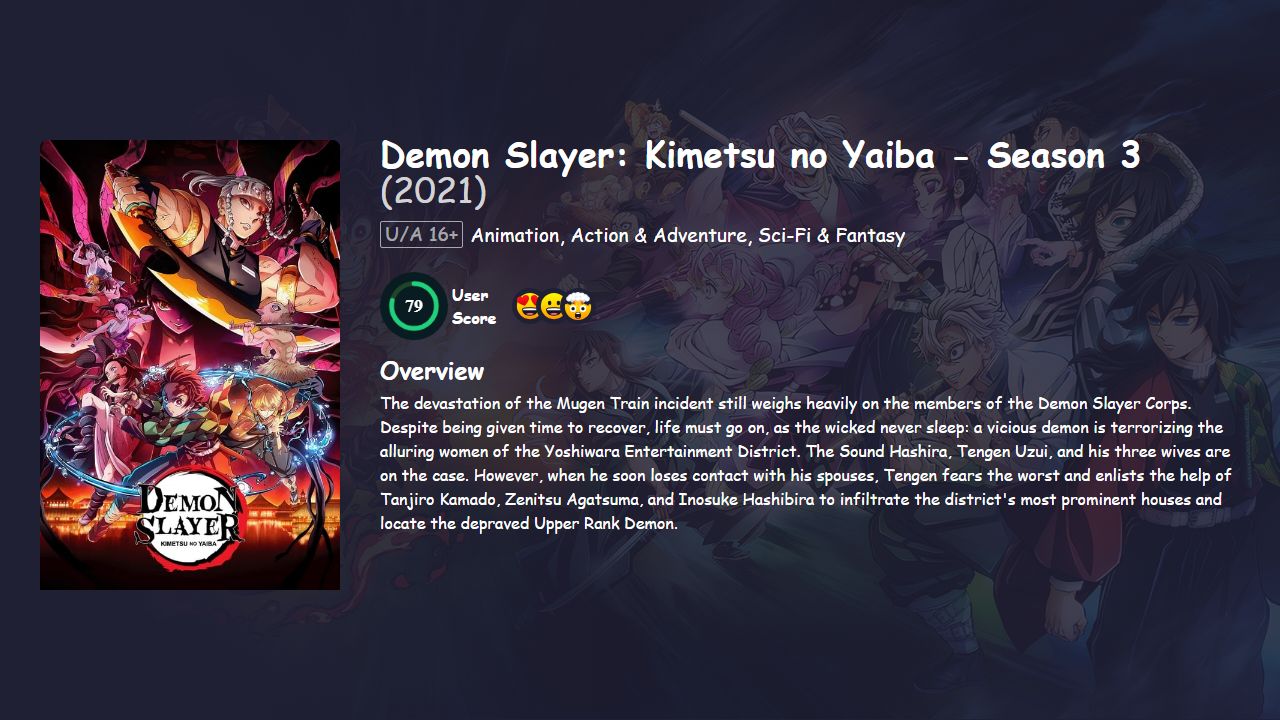 Demon Slayer: Kimetsu no Yaiba Season 3 Hindi Dubbed