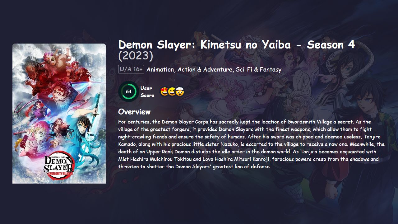 Demon Slayer: Kimetsu no Yaiba Season 4 Hindi Dubbed