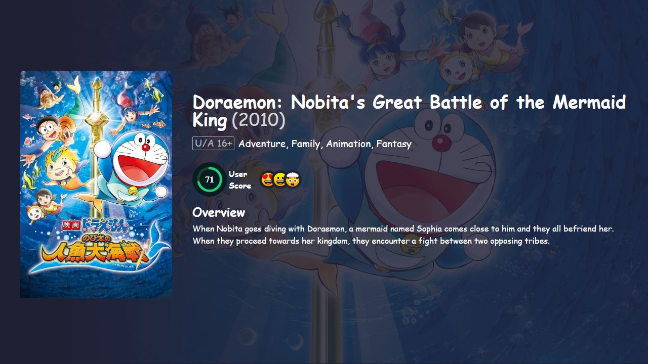 Doraemon: Nobita’s Great Battle of the Mermaid King (2010) Japanese Dubbed